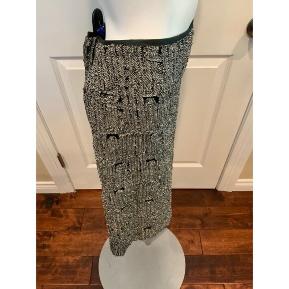 Marianne Kooimans Black & White 100% Silk Textured Straight Pencil Skirt, Size 2 - Picture 3 of 7